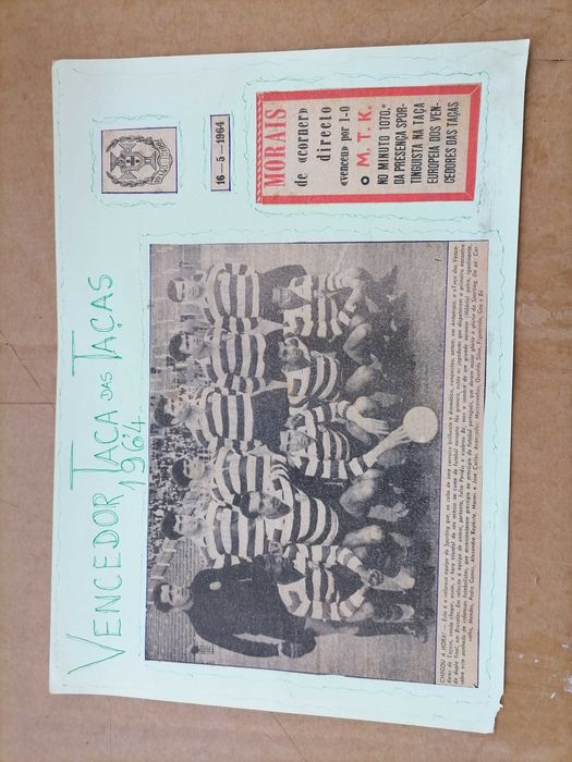 SPORTING Vencedor TAÇA DAS TAÇAS 1964 Recortes Jornal A Bola 16/5/64