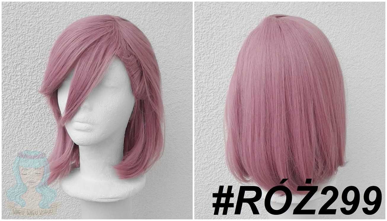 Różowa krótka bob peruka z grzywką cosplay wig Amano Ririsa Aira anime