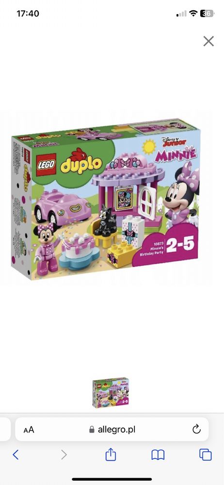 Lego Duplo zestaw Myszka Minnie urodziny 10873 + gratis 32klocki róż