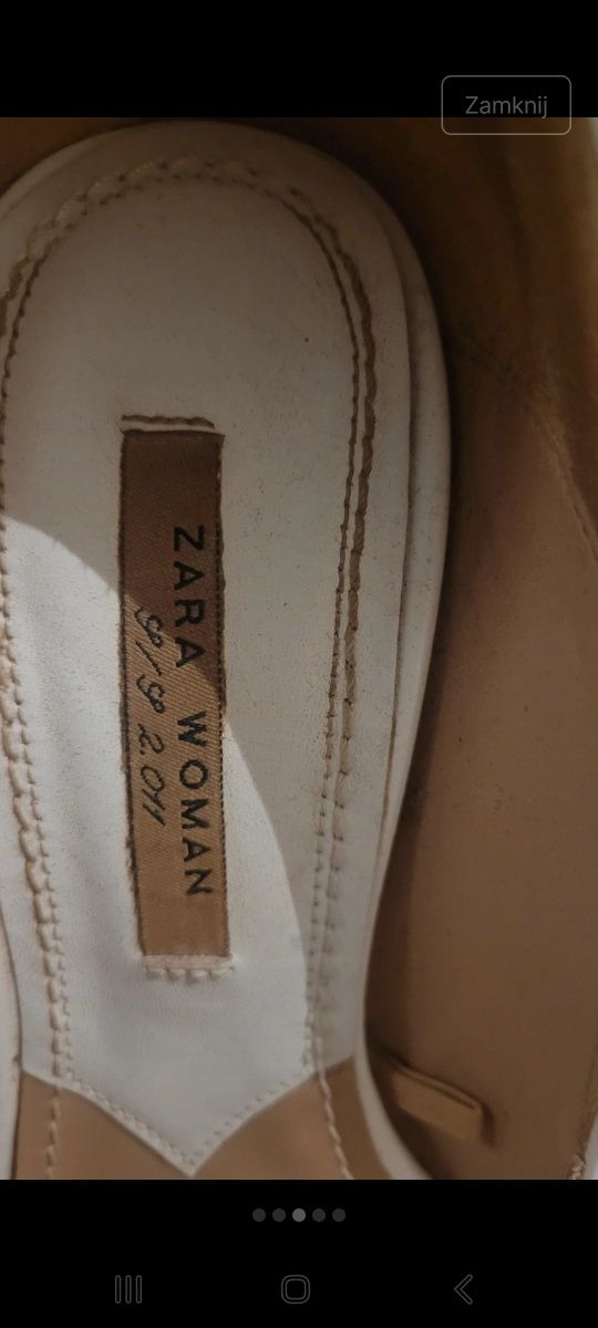 Zara skórzane szpilki 37 białe kremowe skóra naturalna asymetryczne