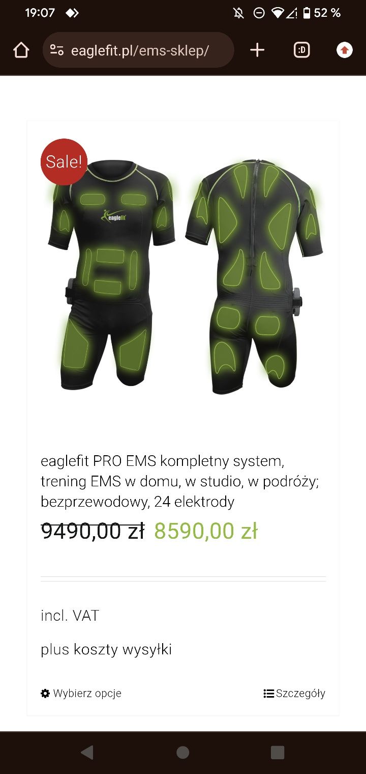 Eaglefit PRO kombinezon EMS, trening EMS w domu rozmiary XS S M
