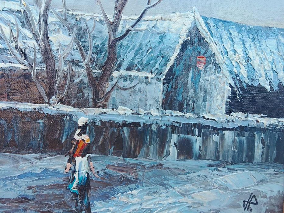 Obraz na płótnie sygnowany .