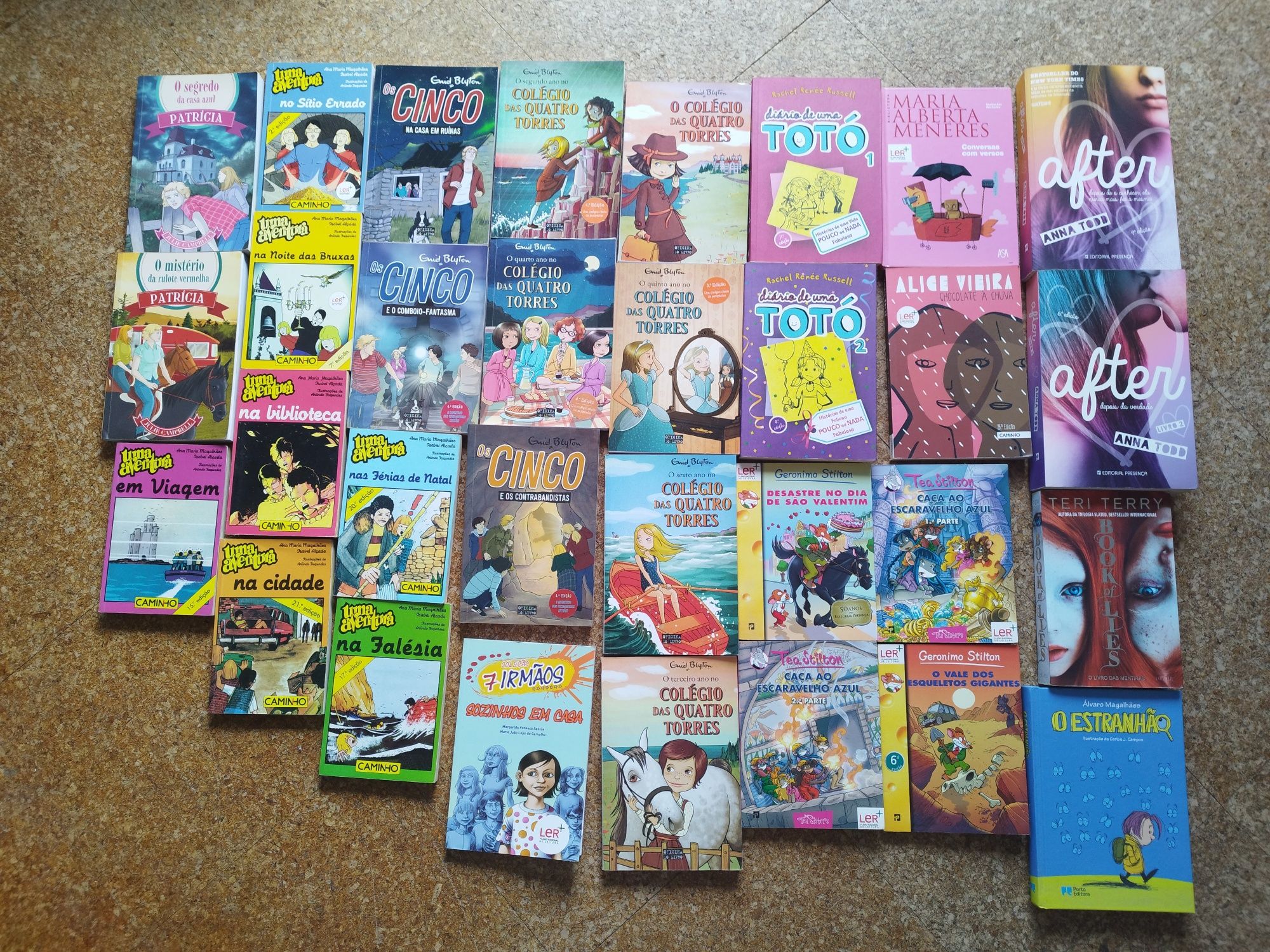 31 livros dos Cinco, Uma aventura, colégio 4 torres etc.