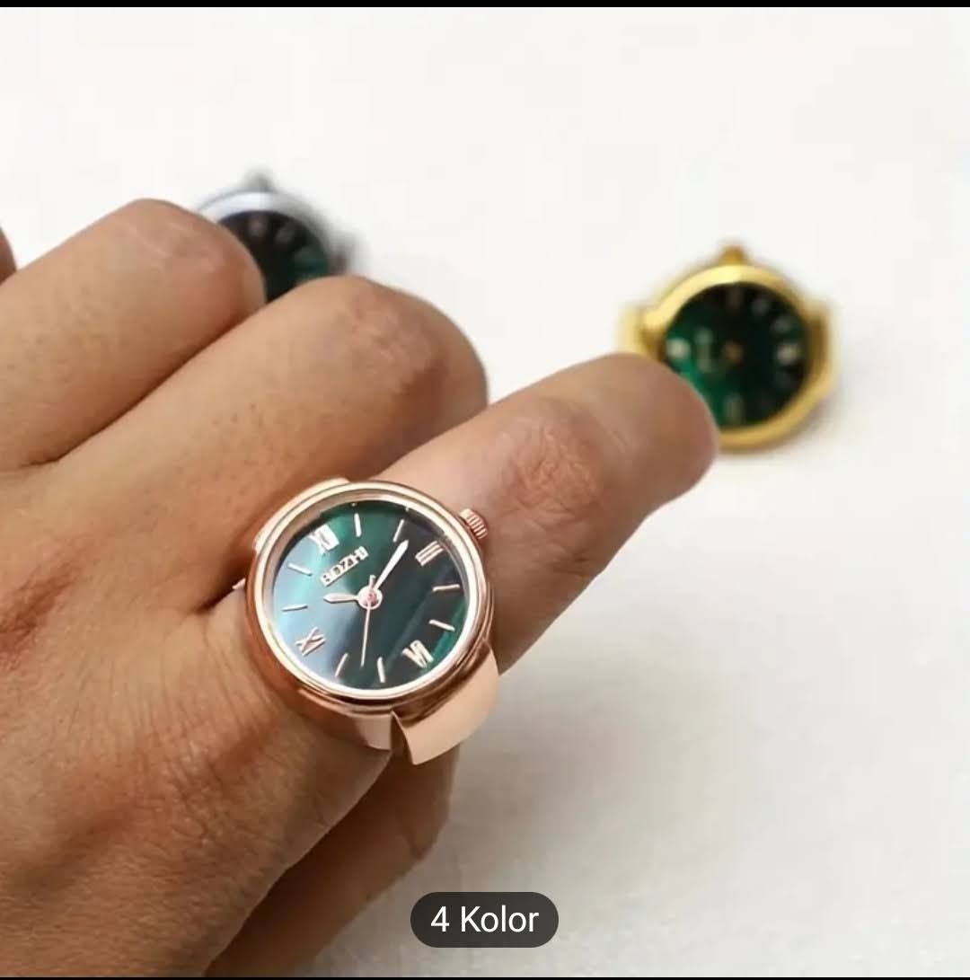 Nowy praktyczny zegarek na palec jak sygnet różowe złoto