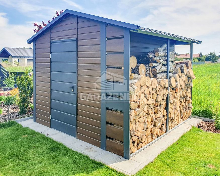 SCHOWEK OGRODOWY 2,5X3M Wiata 0,5M Drewnopodobny Dach Dwuspadowy Ts731