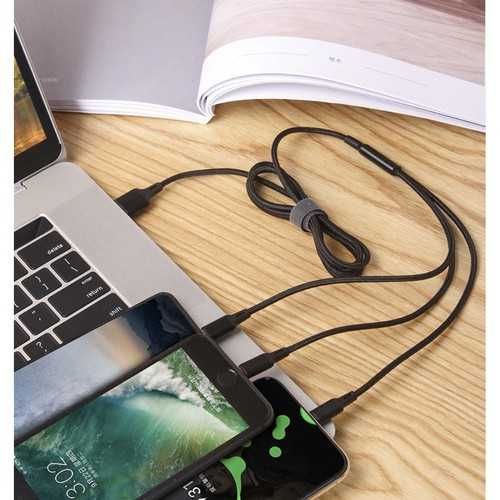 Kabel USB 3w1 lightning microUSB USB-C QC