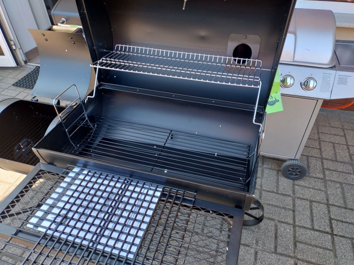 Grill węglowy z funkcją wędzarki  66x41cm STABILNA ZŁOŻONA OD RĘKI !
