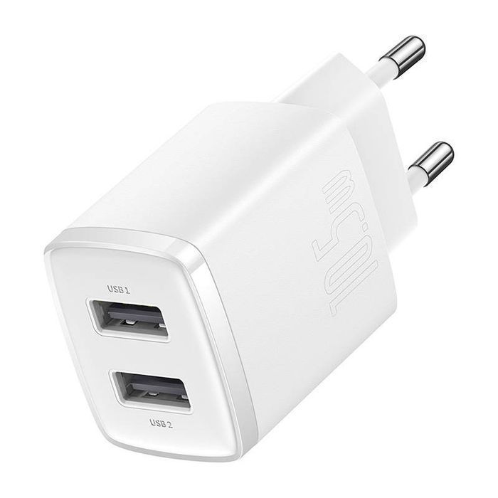 Ładowarka sieciowa Baseus Compact Quick Charger, 2x USB, 10.5W