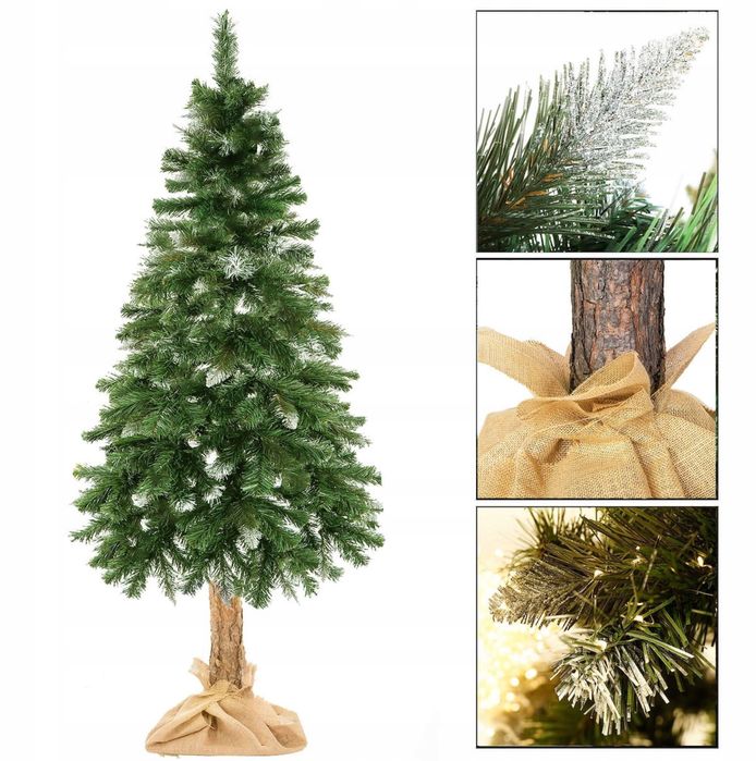 CHOINKA SZTUCZNA NA PNIU gęsta ośnieżona 180 cm diamentowa