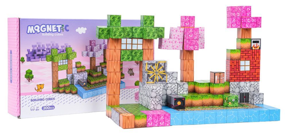 Zestaw Kostek, Klocków Magnetycznych 200El.