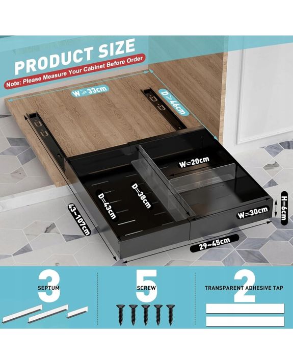 Nowa Wysuwana Szuflada Organizer Szafki Kuchennej bez wiercenia cargo