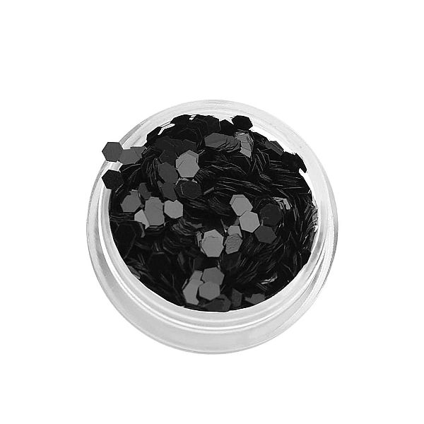 Konfetti płatki hexagonalne holograficzne - czarne / Bass Cosmetics