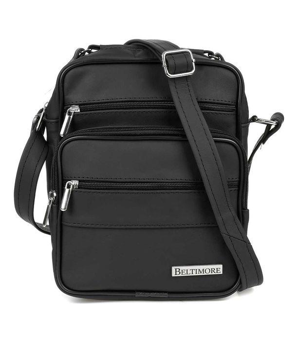 Czarna męska torba skórzana przez ramię Beltimore