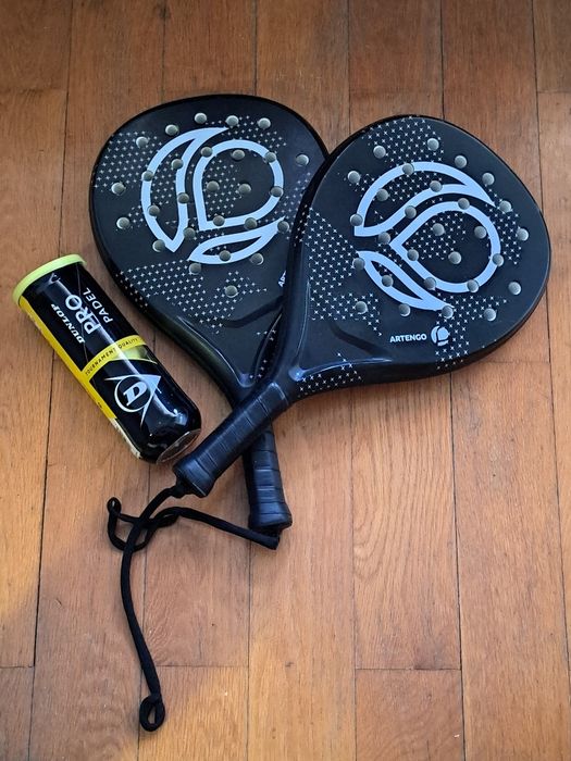 2 Raquetes de padel + 3 bolas de torneio