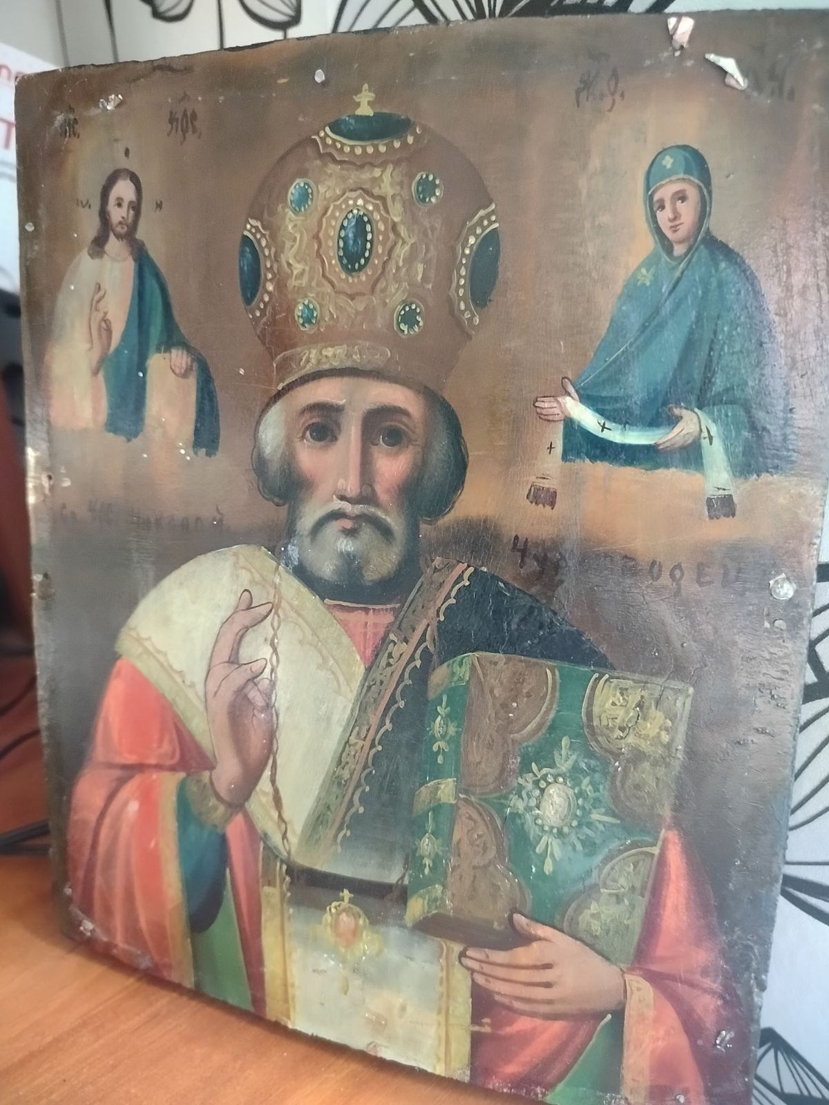 Икона Святой Николай старинная религиозная
