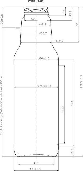Butelki 750ml Butelka 750ml Butelki 750 ml Butelka 750 ml Fi 43 - SOK