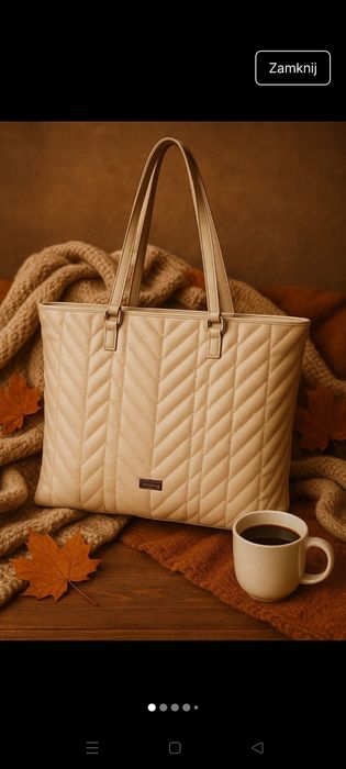 Duża torba shopperka pojemna beżowa sinsay