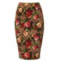 LOUCHE Monet ołówkowa spódnica midi w kwiaty r. 40