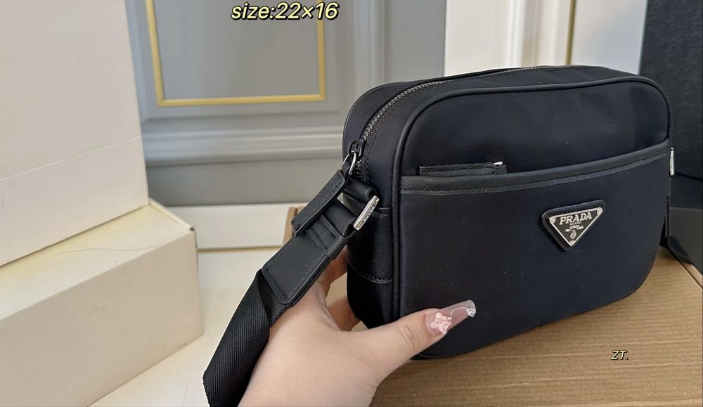 PRADA сумка мужская через плечо черная тканевая оригинал