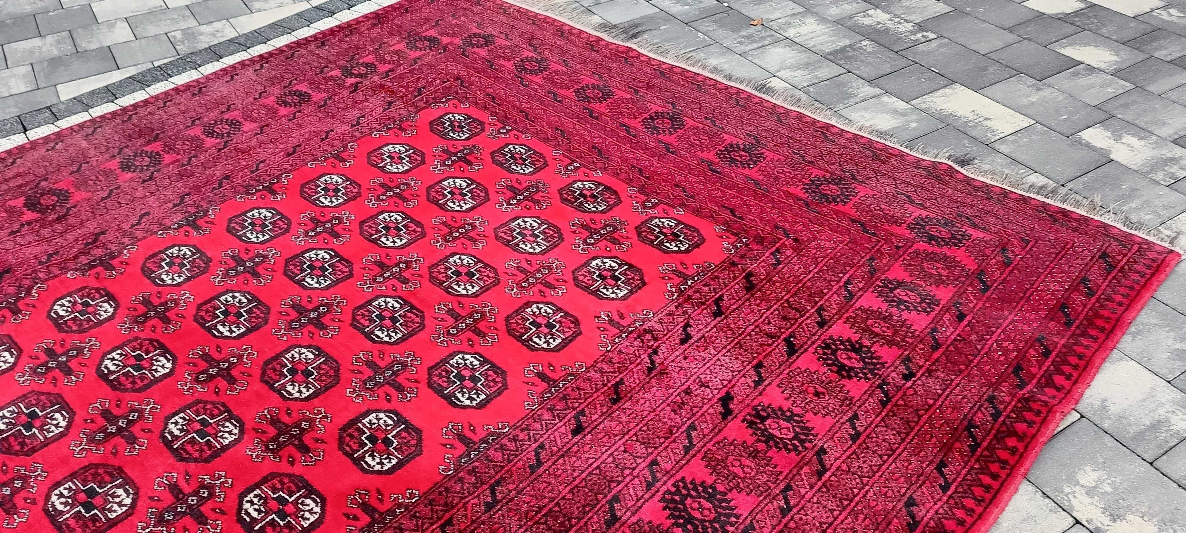 Afgan Turkmeński dywan wełniany 320 x 222 tkany ręcznie piękny