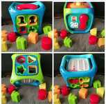 Cubo de atividades com luzes e sons. Brinquedo para bebé.