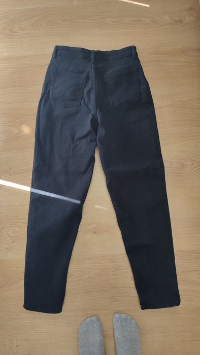 Mom jeans czarne wysoki stan h&m