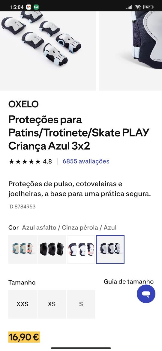 Proteções segurança para patins, skate e trotinete