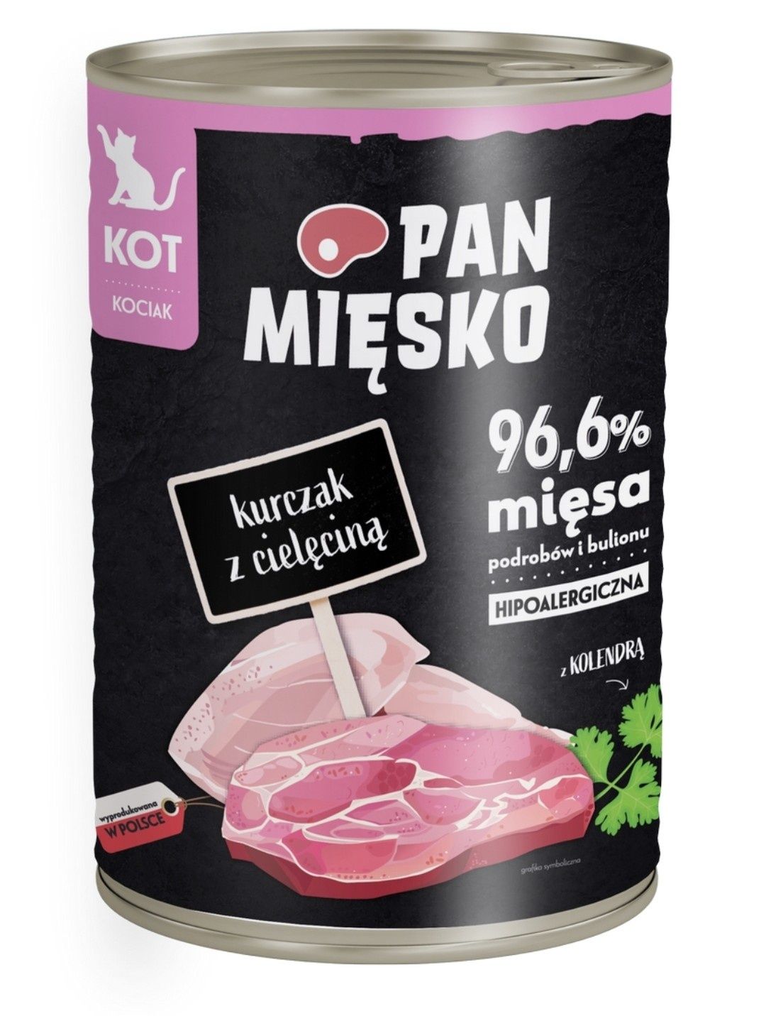 Pan Mięsko karma mokra dla kota Kurczak z cielęciną dla kociąt 400g