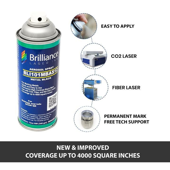 Spray para gravação a laser co2/fibra/yag em metais marca Brilliance