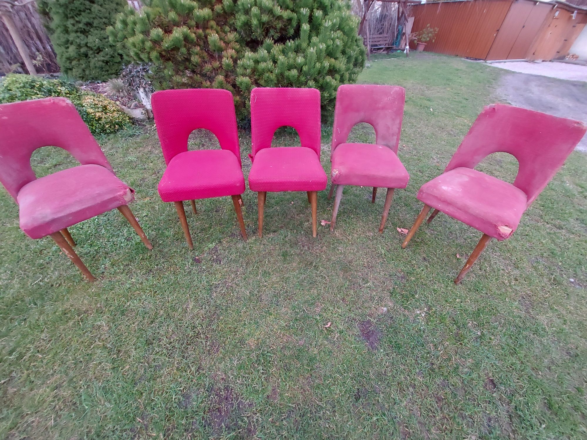 Krzesła typu muszelki 5 sztuk PRL