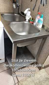 Zlew Gastronomiczny Dwukomorowy z półką