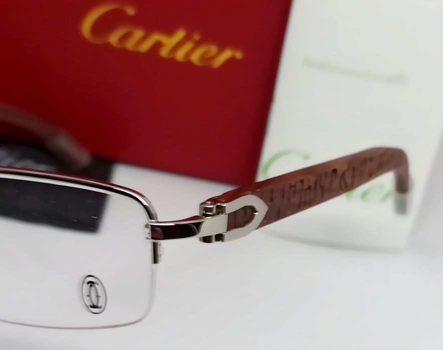 Cartier очки унисекс имиждевые оправа серебр метал дужки дерево