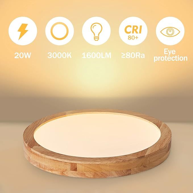 Lampa sufitowa LED Baerolc z dębu – Ciepła biel, 30 cm