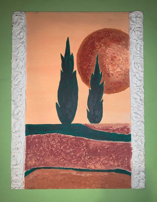 Zachód Słońca w Toskanii - Oryginalny Obraz Ręcznie Malowany