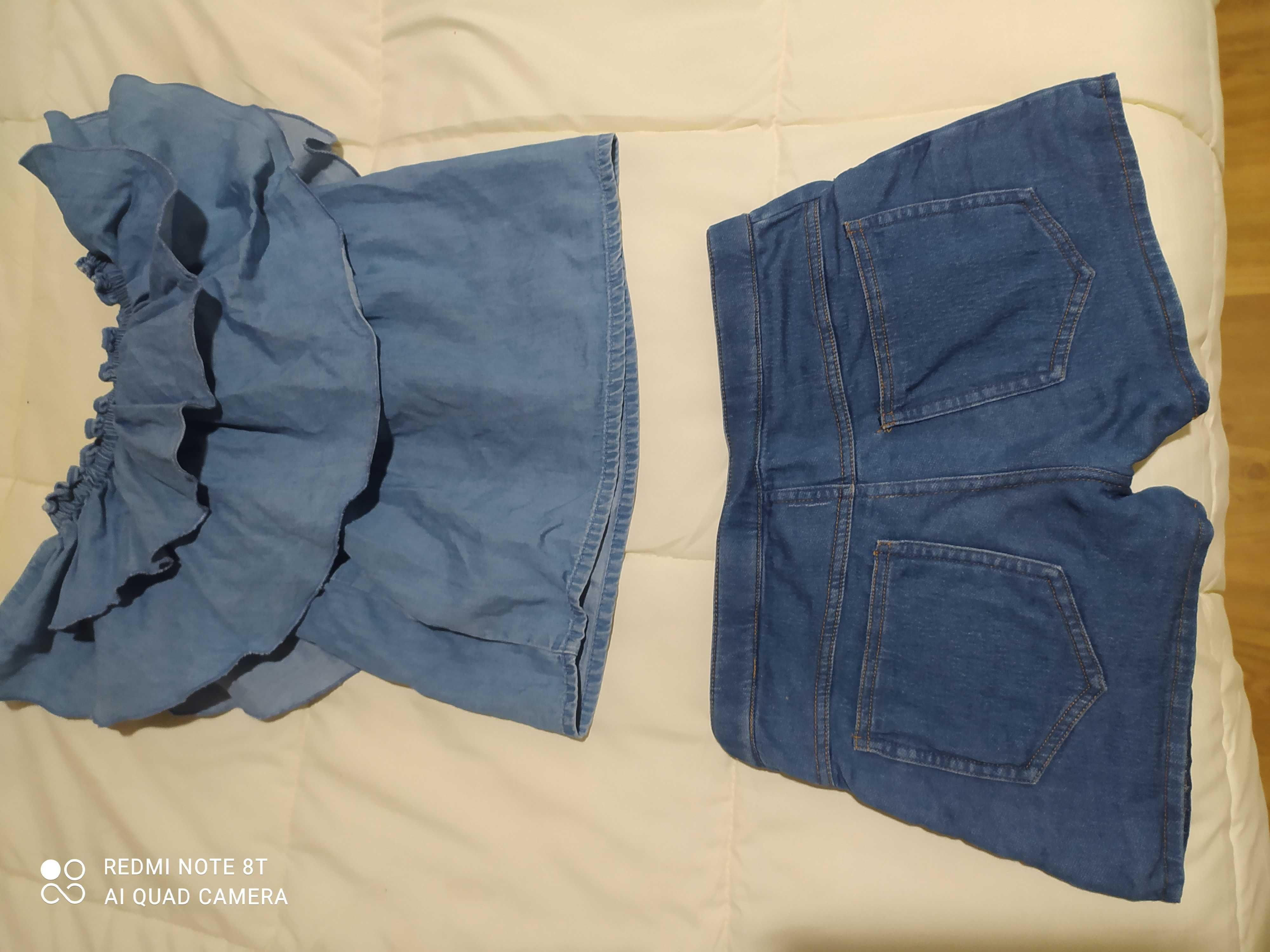 Conjunto calção com blusa de folhos menina 6 anos