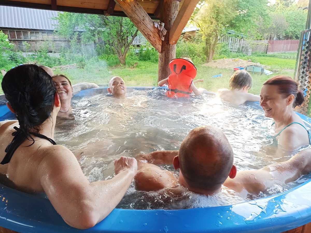 Mobilna balia 10 osobowa duży taras  (ruska bania, jacuzzi, spa)