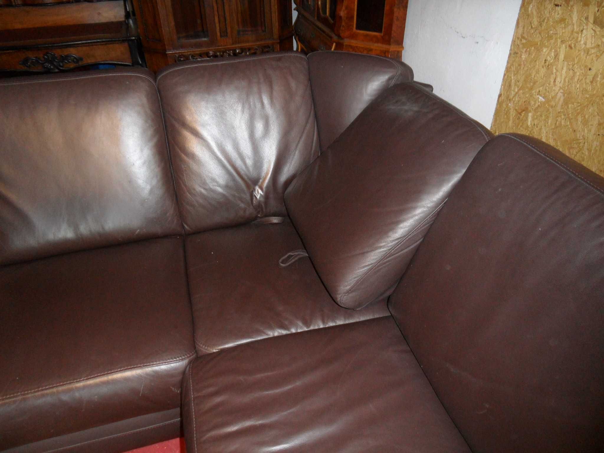 Sofa Narożna z Brązowej  Skóry 230-240cm z Niemiec