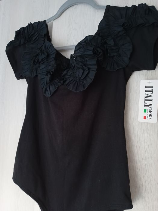 Nowe włoskie piękne czarne body r. uni XS - M