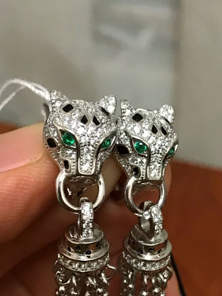 Сережки - ягуары  серебро