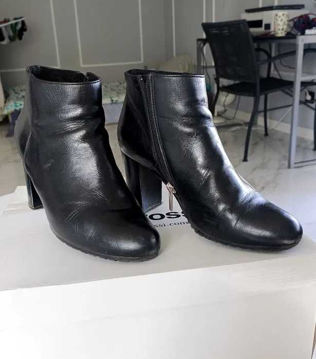 Czarne Botki Ryłko - Skóra - OKAZJA!