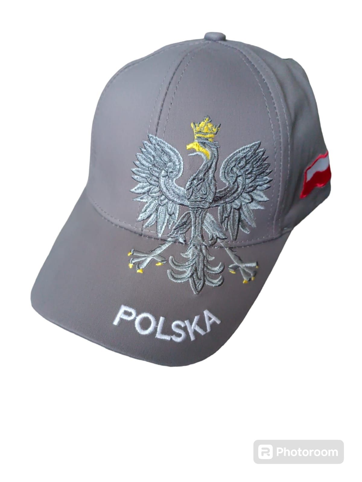 Czapka z daszkiem POLSKA z orzełkiem szara