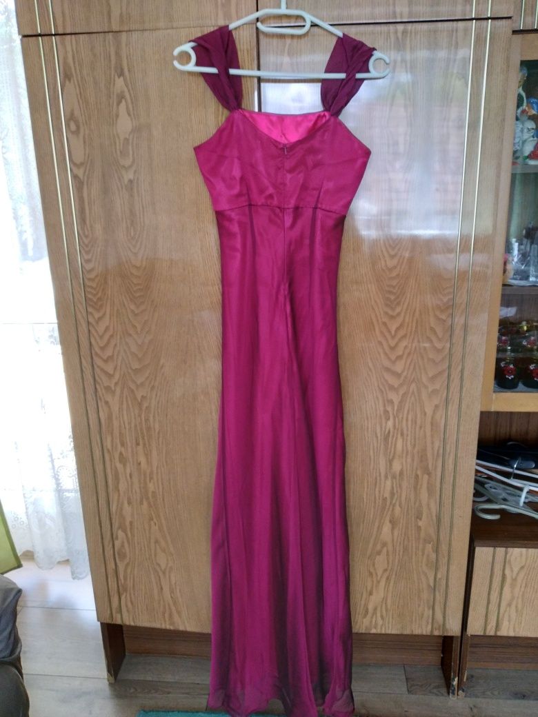 Elegancka suknia wieczorowa z podszewka rozmiar 36 w kolorze biskupim