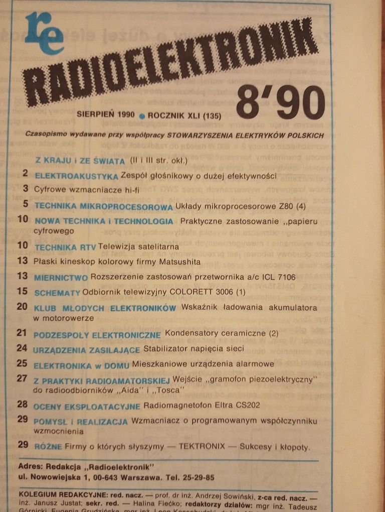 Miesięcznik Radioelektronik 1;2;3;5;7;8/90