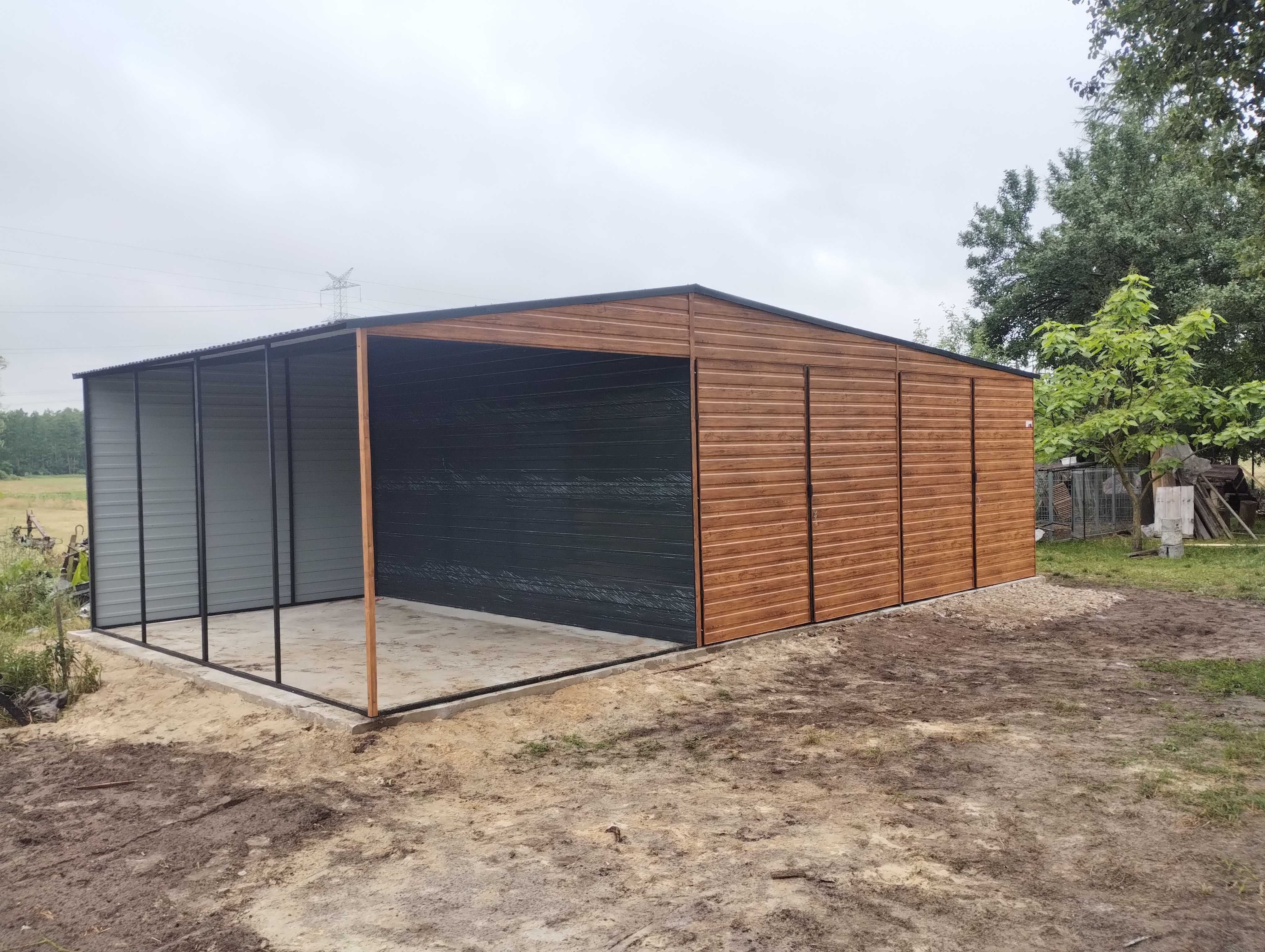 garaż blaszany drewnopodobny 6x5,8 z wiatą, 6x6, 6x5, 4x6, hale