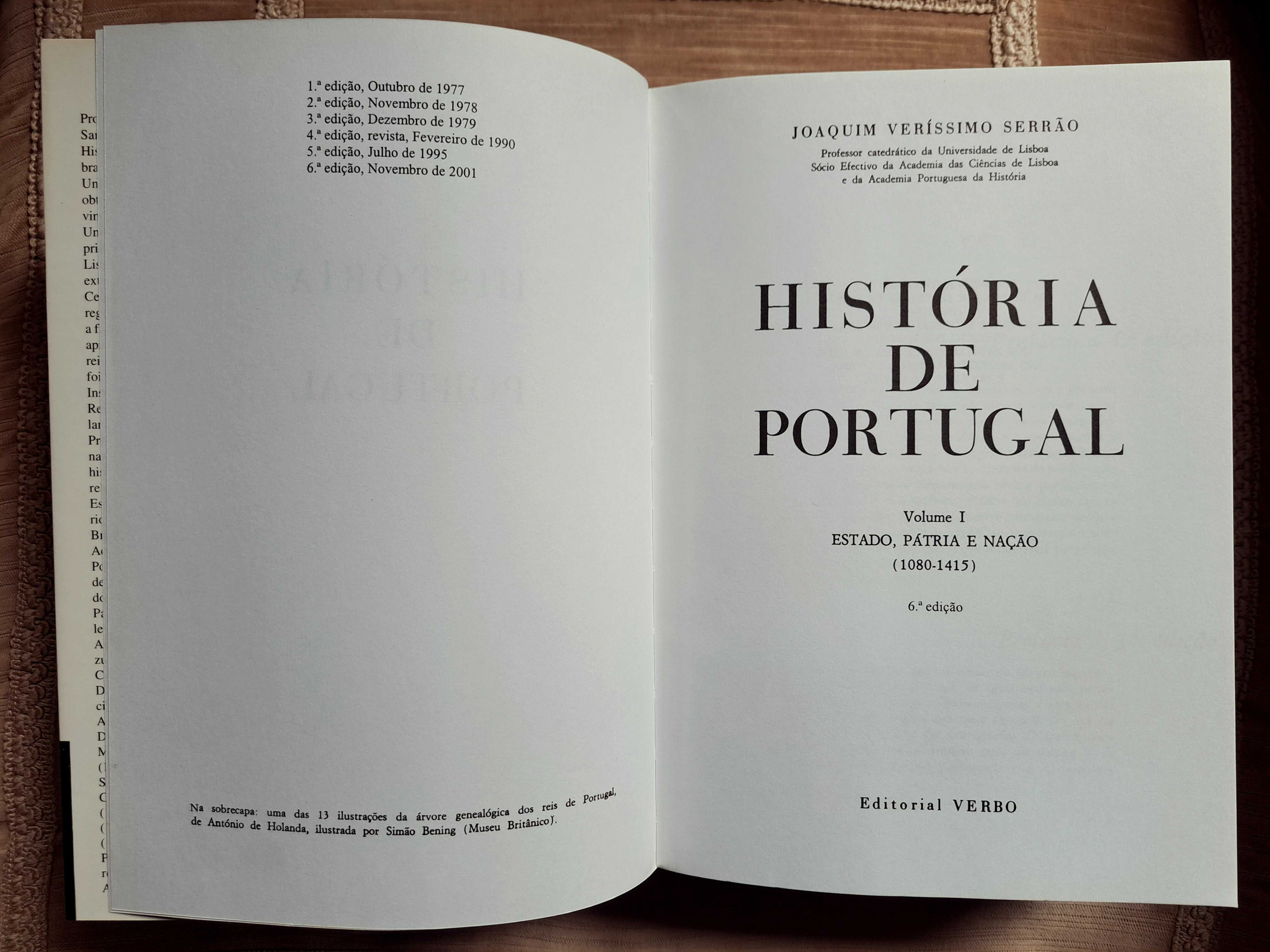 HISTÓRIA DE PORTUGAL de Veríssimo Serrão e pré-história de J.L.Cardoso