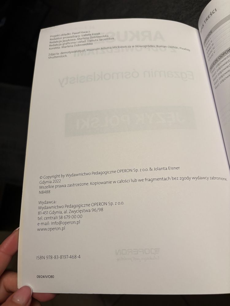 Język polski Operon, arkusze, egzamin ósmoklasisty