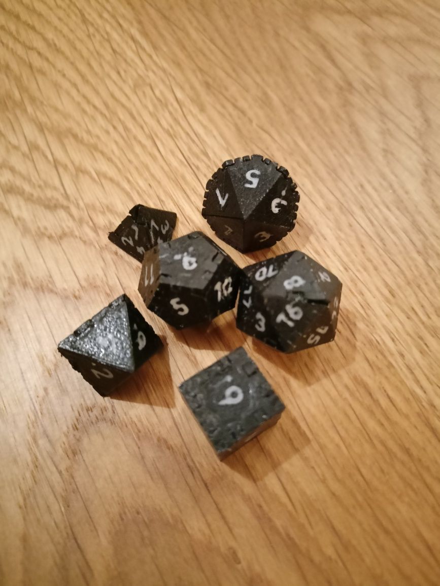 Kostki RPG drukowane 3D czarne