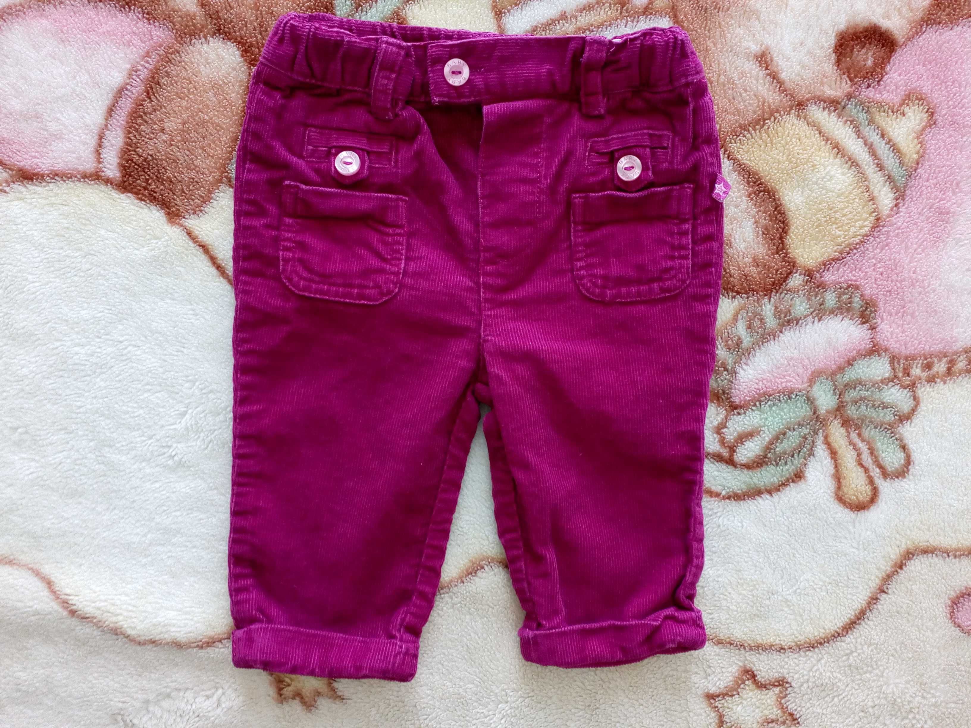 Różowe spodnie sztruksowe ok. 62 - 68 kieszenie sztruksy jak nowe