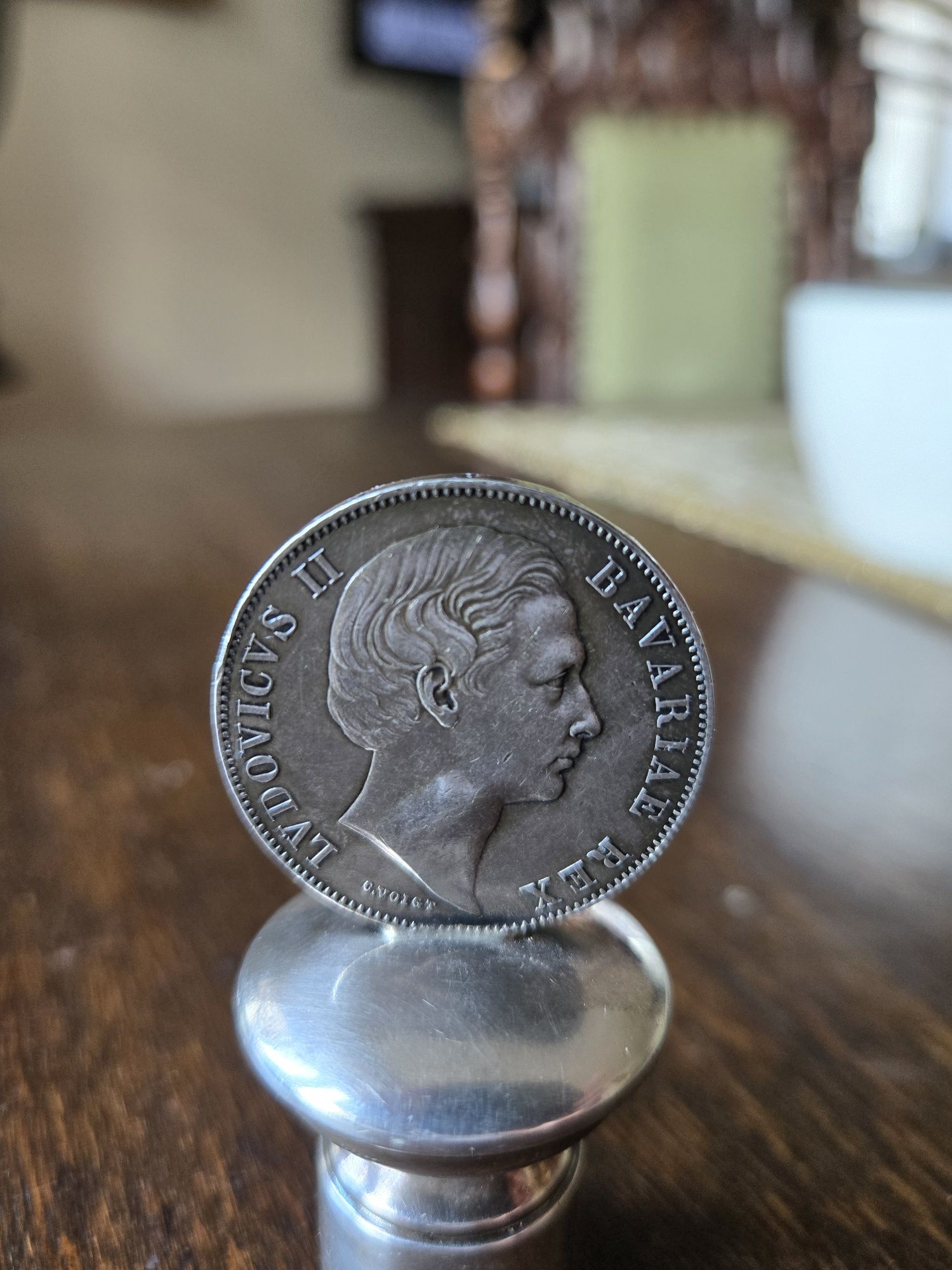 RARYTAA Stara Oryginalna moneta Talar 1866 "Madonna" (Bawaria, Ludwik)