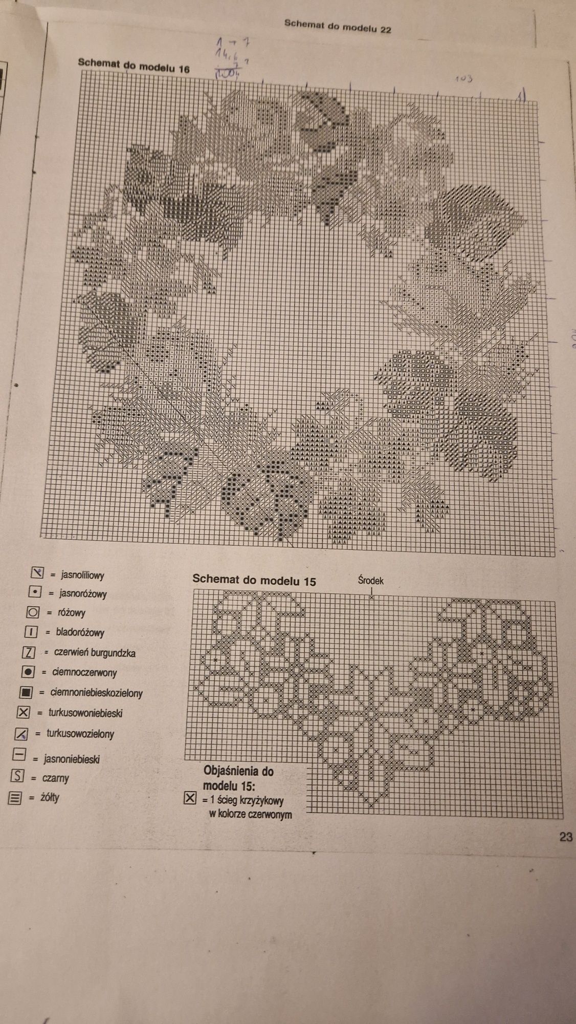 Wzory haftów krzyżykowych z czasopisma Burda